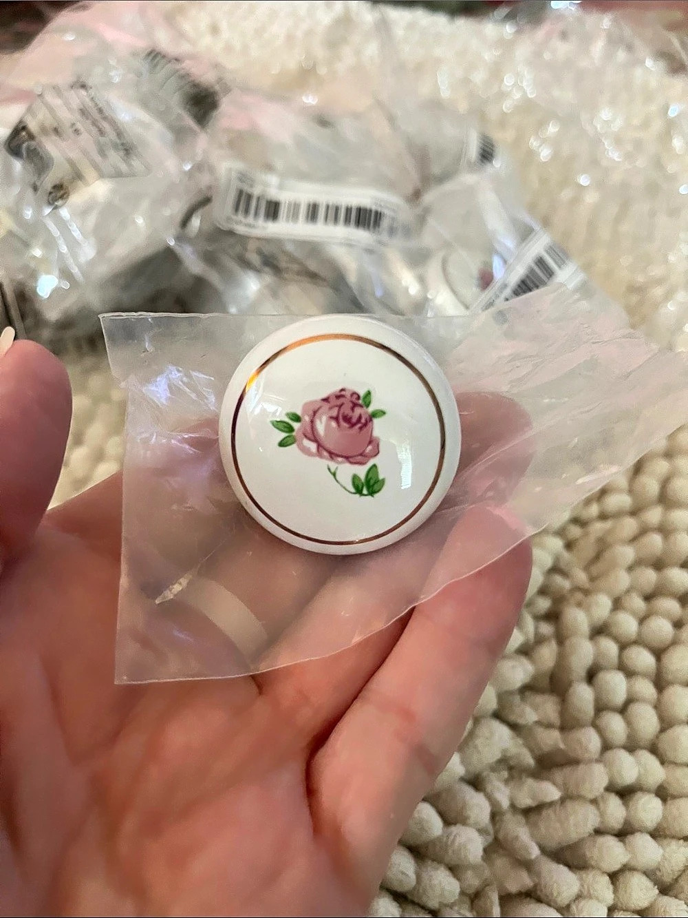 Rose Floral White & Pink Cabinet Knobs NWT Bundle of 22 Knobs
